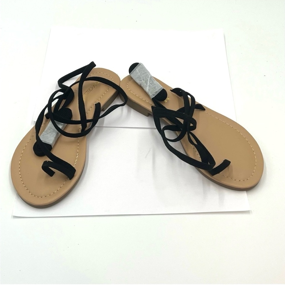 NIB Shoe Dazzle Brooke Black Ankle Tie Sandals Size 6.5